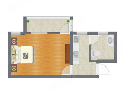 1室0厅 37.90平米户型图