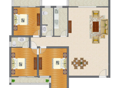 3室2厅 163.04平米