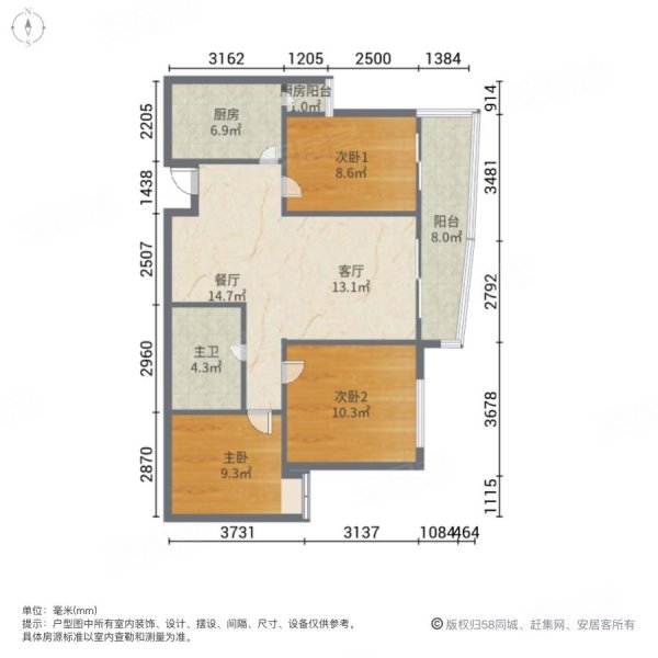 外滩(锦江)3室2厅1卫90㎡东160.51万