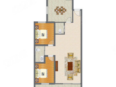 2室2厅 133.76平米