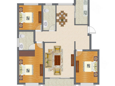 3室2厅 126.16平米