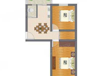 2室1厅 55.61平米
