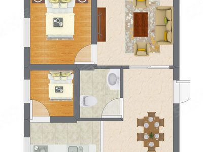 2室2厅 35.12平米
