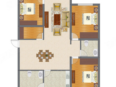 3室2厅 95.43平米户型图