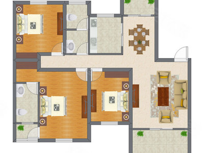 3室2厅 95.10平米