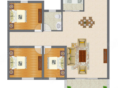 3室2厅 93.80平米