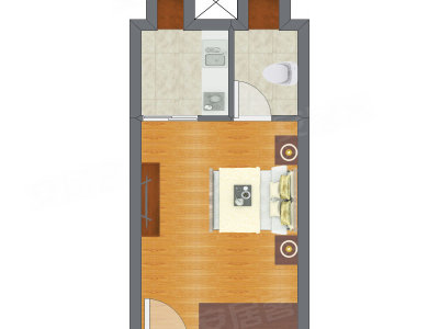 1室0厅 25.00平米户型图