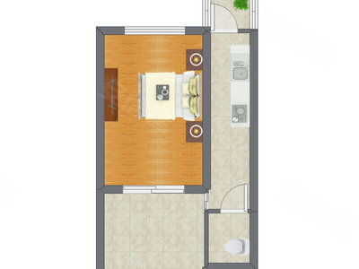 1室0厅 44.55平米户型图