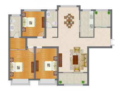 3室2厅 142.49平米户型图