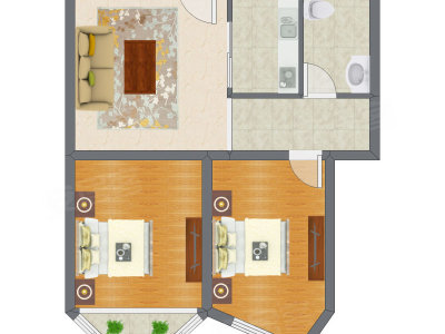 2室1厅 79.70平米户型图