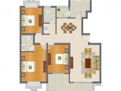 2室2厅 129.03平米
