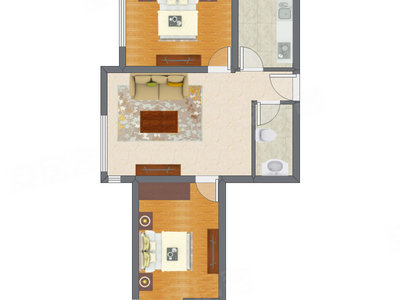 2室1厅 82.60平米户型图
