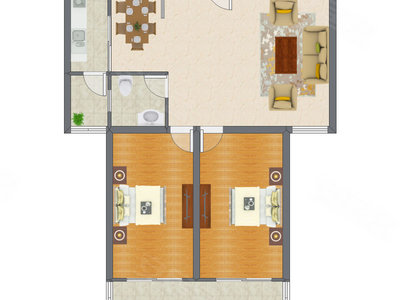 2室2厅 124.69平米户型图