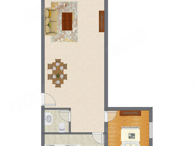 1室2厅 95.64平米