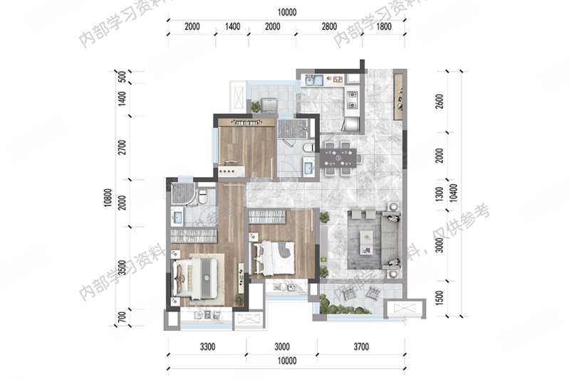 环球融创未来城3室2厅100㎡115万二手房图片