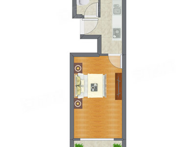 1室0厅 34.42平米户型图