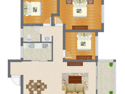 3室2厅 95.36平米户型图