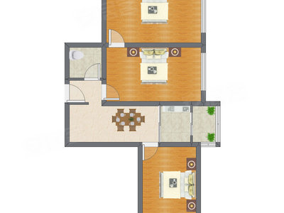 3室1厅 90.75平米