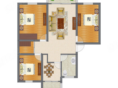 3室2厅 88.80平米