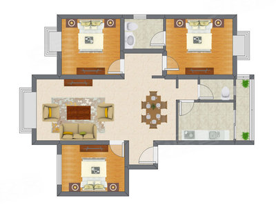 3室2厅 116.56平米户型图