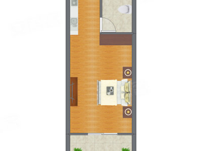 1室0厅 28.75平米户型图