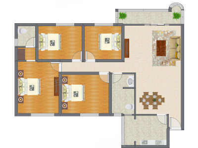 4室2厅 168.00平米户型图
