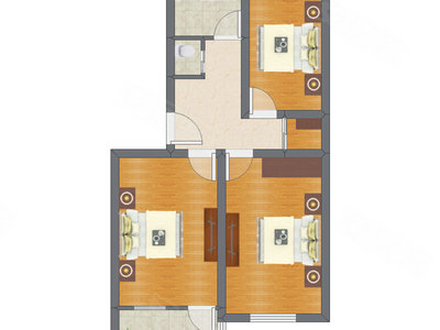 3室1厅 75.31平米户型图