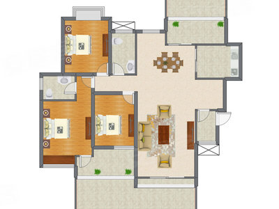 3室2厅 132.40平米