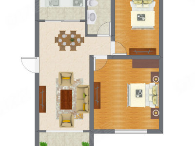 2室2厅 54.44平米户型图