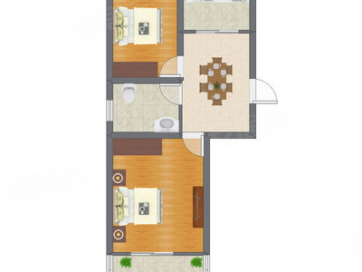 2室1厅 45.31平米