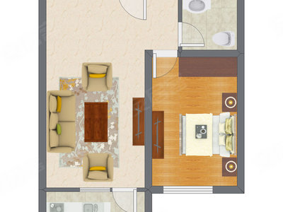 1室1厅 60.26平米户型图