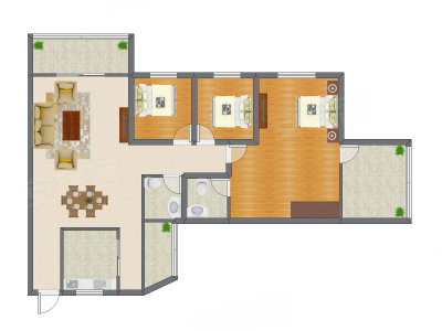 3室2厅 97.98平米
