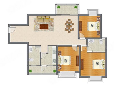 3室2厅 140.00平米