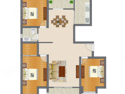 3室2厅 128.85平米