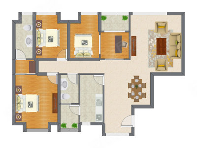 4室2厅 129.75平米
