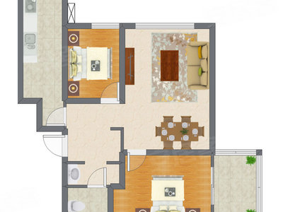 2室2厅 85.70平米户型图