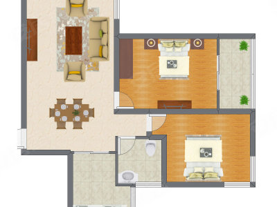 2室1厅 105.64平米