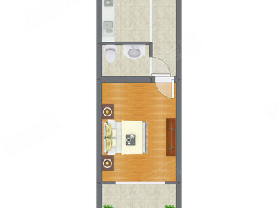 1室0厅 42.64平米户型图