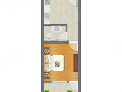 1室0厅 34.29平米户型图
