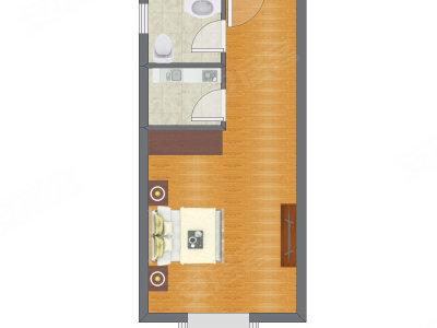 1室0厅 42.98平米户型图
