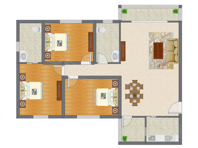 3室2厅 146.19平米户型图