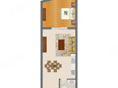 1室2厅 45.53平米户型图