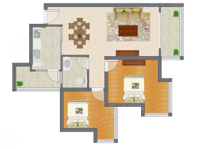 2室2厅 83.59平米户型图