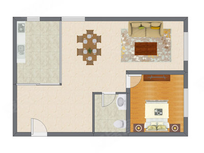 1室2厅 91.00平米户型图
