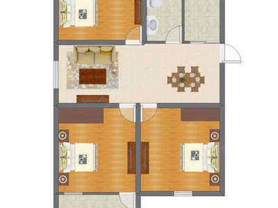 3室1厅 75.98平米