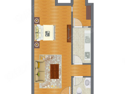 1室0厅 55.78平米户型图