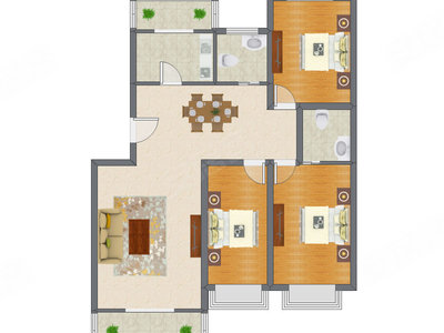 3室2厅 130.70平米