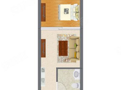 1室1厅 62.64平米户型图