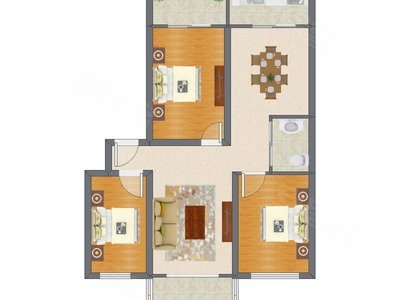 3室2厅 108.52平米