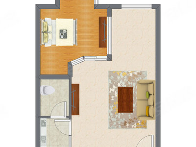 1室1厅 73.80平米户型图